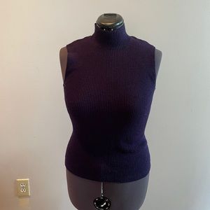 Purple turtleneck sleeveless top